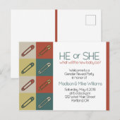 Modern Art Veiligheid / Luier Pin Genderneutraal O Uitnodiging Briefkaart (Voorkant / Achterkant)