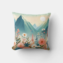 Modern Art Wildflower Mountains Zomer Natuur Kussen