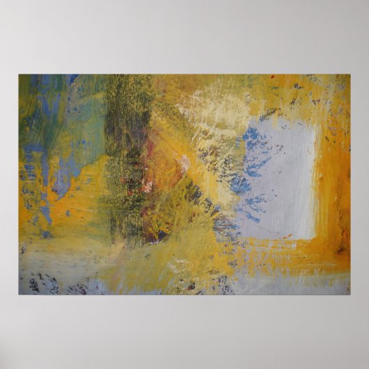 Modern Art Yellow Abstract Art Paint Print Poster (Voorkant)