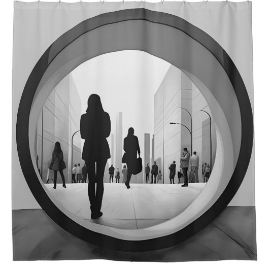 Modern Art Zwart-wit Douchegordijn (Voorkant)