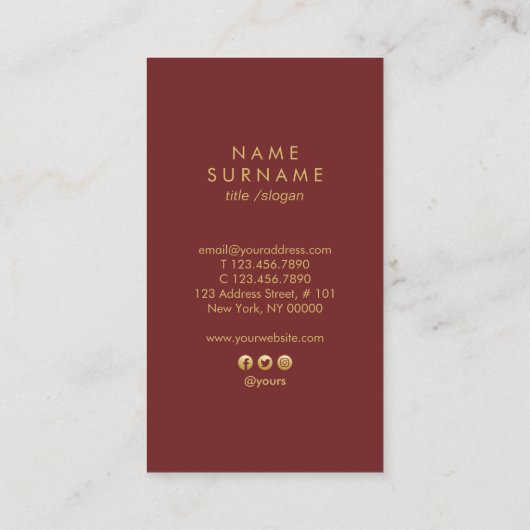 Modern  ArtDeco Gold Verticaal Visitekaartje (Achterkant)