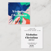 Modern Artist | Colorful | Paint Brushed  Vierkante Visitekaartje (Voorkant / Achterkant)