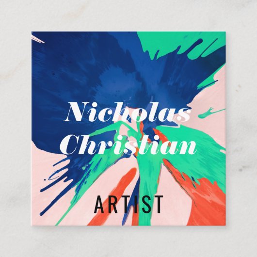 Modern Artist | Colorful | Paint Brushed  Vierkante Visitekaartje (Voorkant)