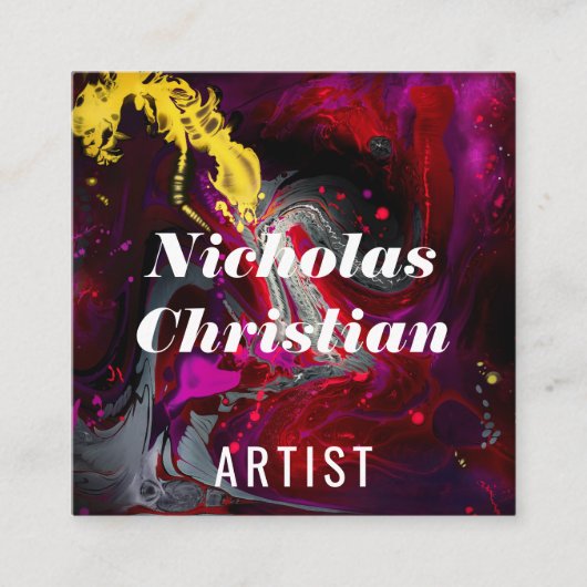 Modern Artist | Colorful | Paint Brushed  Vierkante Visitekaartje (Voorkant)