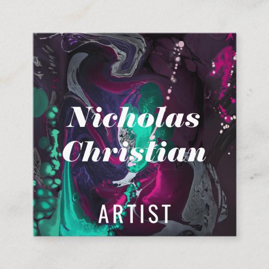 Modern Artist | Colorful | Paint Brushed  Vierkante Visitekaartje (Voorkant)