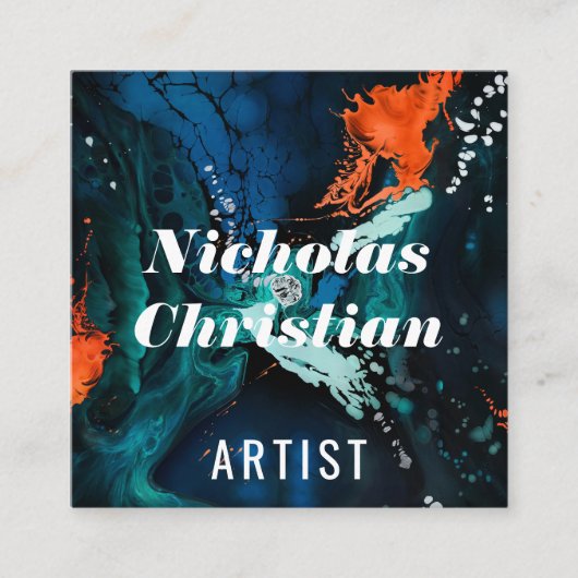 Modern Artist | Colorful | Paint Brushed  Vierkante Visitekaartje (Voorkant)