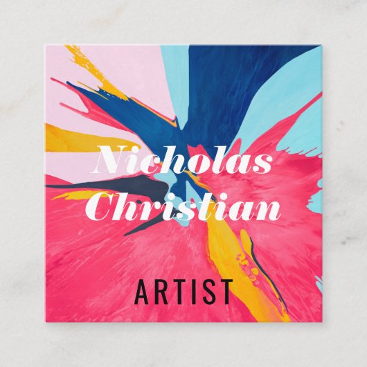 Modern Artist | Colorful | Paint Brushed  Vierkante Visitekaartje (Voorkant)