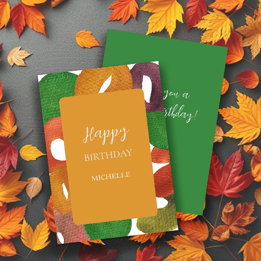 Modern Artistic Autumn Colorful Pattern Birthday Kaart