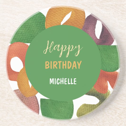 Modern Artistic Autumn Colorful Pattern Birthday Zandsteen Onderzetter (Voorkant)