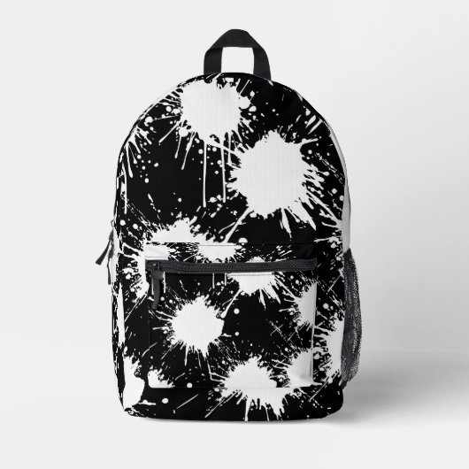 Modern Artistic Backpack – White & Black Bedrukte Rugzak (Voorkant)