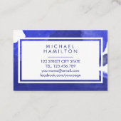 MODERN ARTISTIC BLUE WATERVERF SPLASH VISITEKAARTJE (Achterkant)
