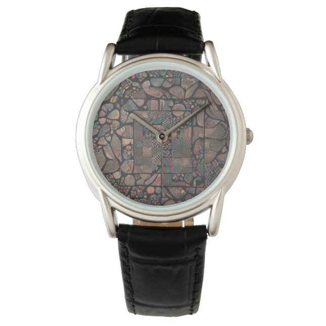 Modern Artistic Classic Black Leather Mannen's Wat Horloge (Voorkant)