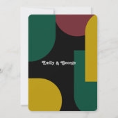 Modern Artistic Green Bourgondië Abstracte bruilof Kaart (Achterkant)