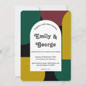 Modern Artistic Green Bourgondië Abstracte bruilof Kaart (Voorkant)