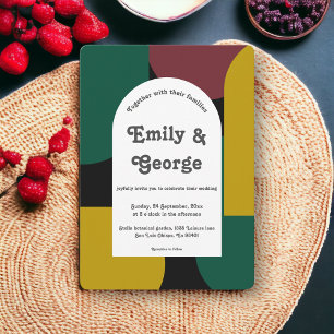 Modern Artistic Green Bourgondië Abstracte bruilof Kaart