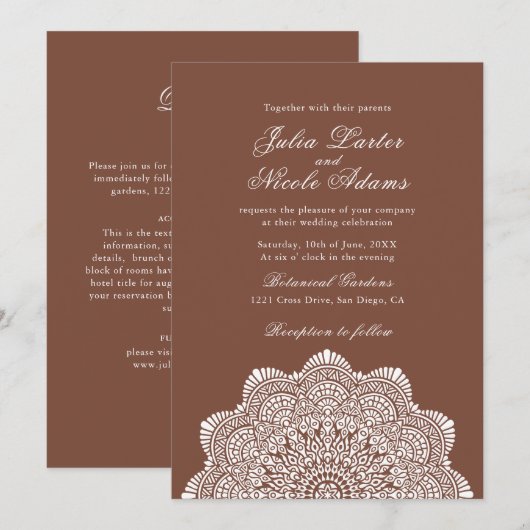 Modern Artistic Motif Style Mandala Wedding Kaart (Voorkant / Achterkant)