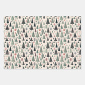 Modern Artistic Pink Tree Christmas Wrapping Paper (Voorkant)