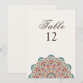 Modern Artistic Style Mandala Wedding Table Number Kaart (Voorkant / Achterkant)