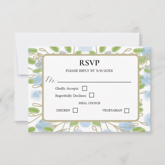 Modern Artistic Waterverf Bruiloft RSVP Kaartje (Voorkant)