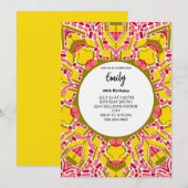 Modern Artistic Yellow & Pink Abstract Pattern Kaart (Voorkant / Achterkant)