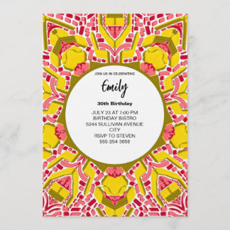 Modern Artistic Yellow & Pink Abstract Pattern Kaart