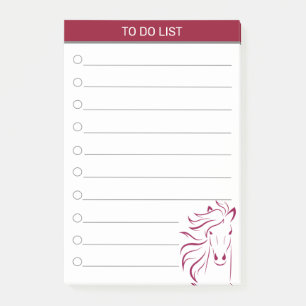 Modern artistiek paard in bordeauxrood en wit post-it® notes