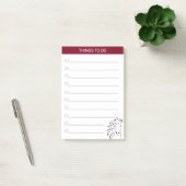 Modern artistiek paard in bordeauxrood & wit post-it® notes (Kantoor)