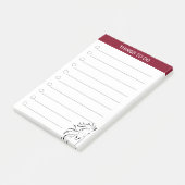 Modern artistiek paard in bordeauxrood & wit post-it® notes (Schuin)