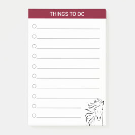 Modern artistiek paard in bordeauxrood & wit post-it® notes