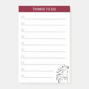 Modern artistiek paard in bordeauxrood & wit post-it® notes