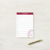 Modern artistiek paard in bordeauxrood & wit post-it® notes (Op bureau)
