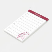Modern artistiek paard in bordeauxrood & wit post-it® notes (Schuin)
