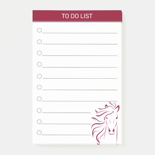 Modern artistiek paard in bordeauxrood & wit post-it® notes (Voorkant)