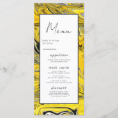 Modern Artistiek Zwart Goud Abstract Paint Wedding Menu (Voorkant)