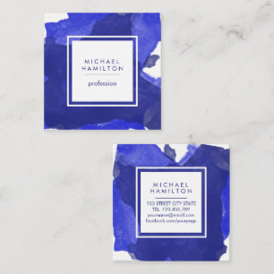 MODERN ARTISTISCHE WATERVERF SPLASH BLUE VIERKANTE VISITEKAARTJE