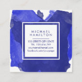 MODERN ARTISTISCHE WATERVERF SPLASH BLUE VIERKANTE VISITEKAARTJE (Achterkant)