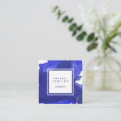 MODERN ARTISTISCHE WATERVERF SPLASH BLUE VIERKANTE VISITEKAARTJE (Staand voorkant)