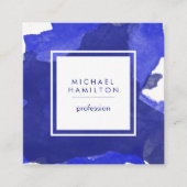 MODERN ARTISTISCHE WATERVERF SPLASH BLUE VIERKANTE VISITEKAARTJE (Voorkant)