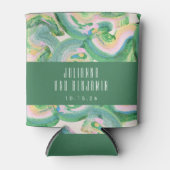 Modern Artsy Abstract Groene Waterverf Wedding Blikjeskoeler (Voorkant)