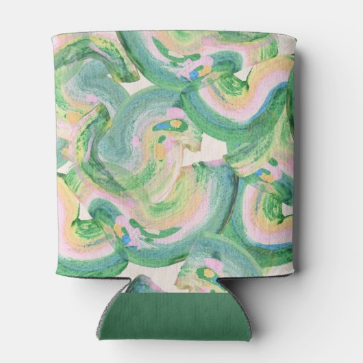 Modern Artsy Abstract Groene Waterverf Wedding Blikjeskoeler (Achterkant)