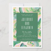 Modern Artsy Abstract Groene Waterverf Wedding Kaart (Voorkant)