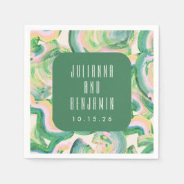Modern Artsy Abstract Groene Waterverf Wedding Servet