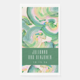 Modern Artsy Abstract Groene Waterverf Wedding Servet