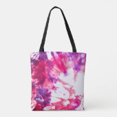 Modern Artsy Abstract Neon Roze Paarse Tie Dye Tote Bag (Achterkant)