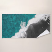 Modern Artsy Blauwgroen Blue Black Ocean Beach Wav Badhanddoek (Badhanddoek)