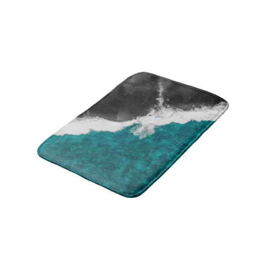 Modern Artsy Blauwgroen Blue Black Ocean Beach Wav Badmat (Gekanteld)