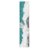 Modern Artsy Blauwgroen Blue Black Ocean Beach Wav Korte Tafelloper (Voorkant)