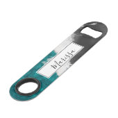 Modern Artsy Blauwgroen Blue Black Ocean Beach Wav Speed Flessenopener (Voorkant Gekanteld)