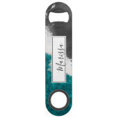 Modern Artsy Blauwgroen Blue Black Ocean Beach Wav Speed Flessenopener (Voorkant)