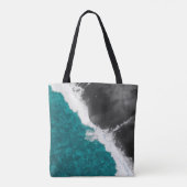 Modern Artsy Blauwgroen Blue Black Ocean Beach Wav Tote Bag (Achterkant)